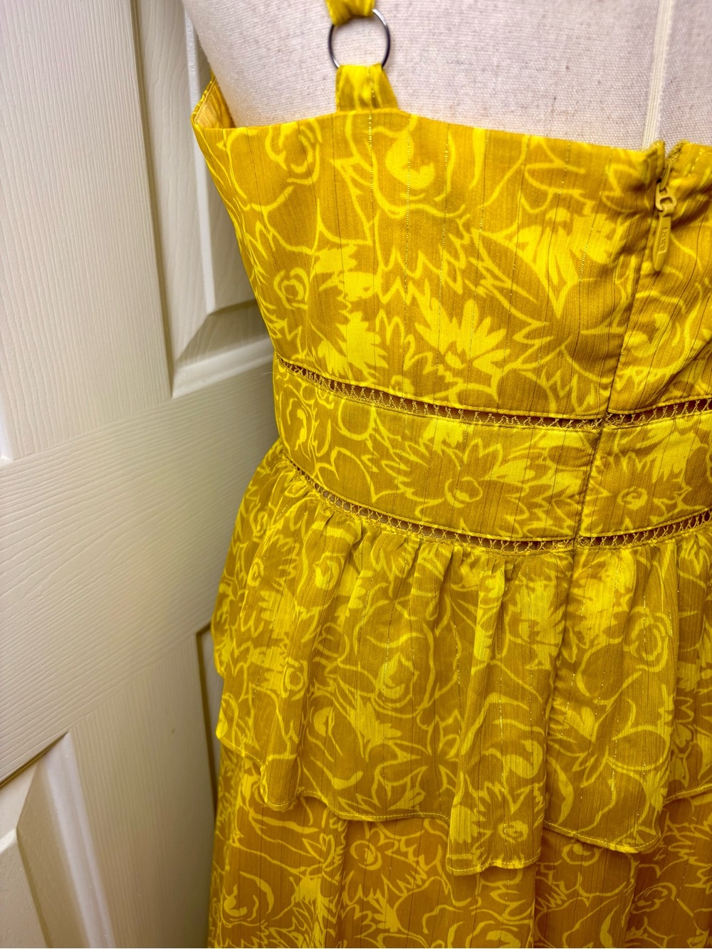 Revolve Likely Carla Floral Midi Dress Yellow Boho Resort Size 6 - Picture 11 of 11